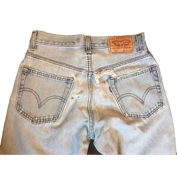 Levi's 505 Light Wash Regular Fit Extreme Distressed Jeans Size 30 - Picture 9 of 11